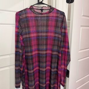 Torrid Pink and Black Plaid Mesh Dress